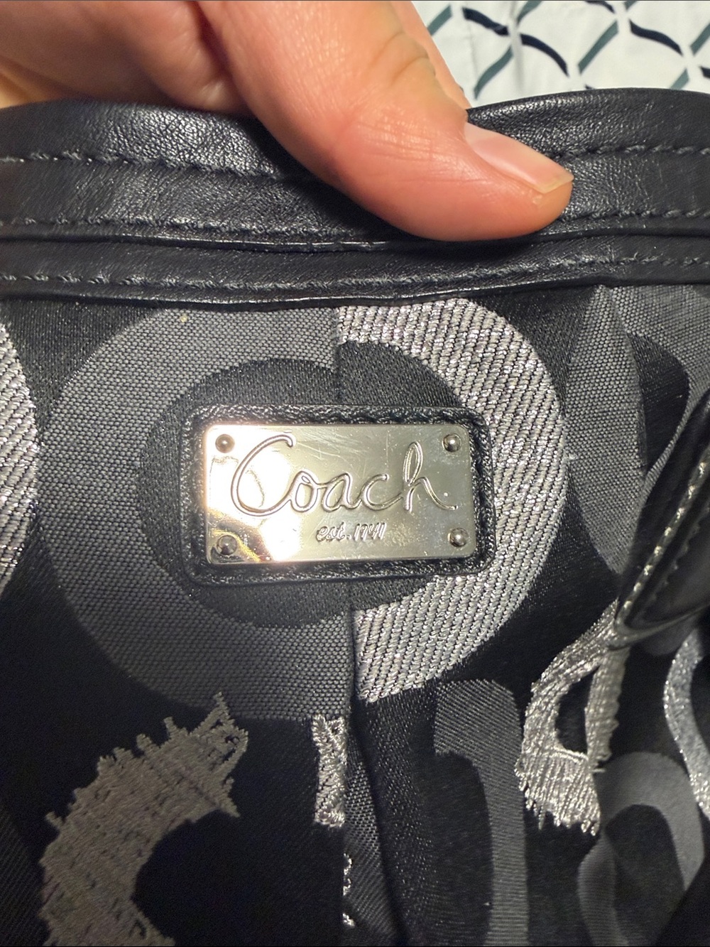 Coach Black & Silver Signature Circle Satchel with Chain-Detail Strap vintage - Picture 11 of 16
